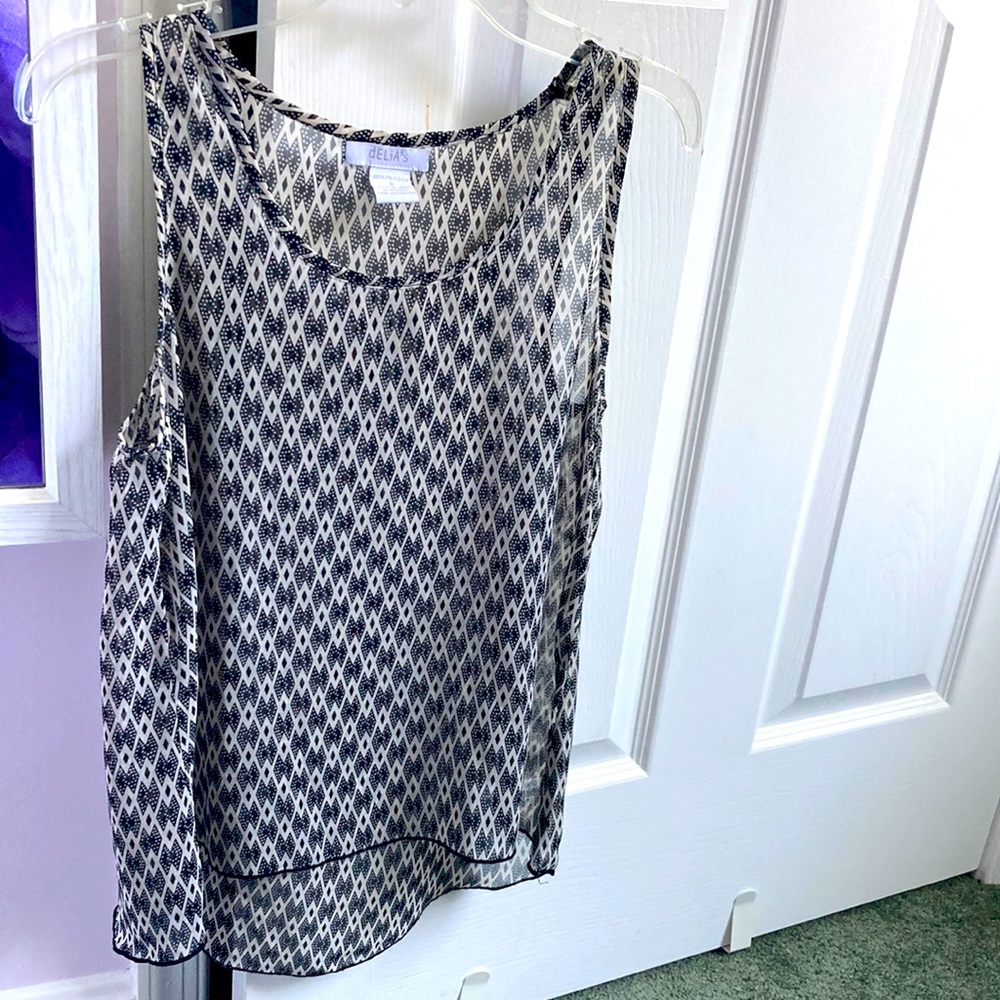 Black and white sheer blouse